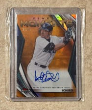 ICHIRO 2021 TOPPS FINEST MOMENTS ORANGE REFRACTOR ON CARD AUTO #d/25