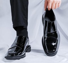 2025 Men's Patent Leather Slip On Oxfords Formal Business Nightclub Party Shoes