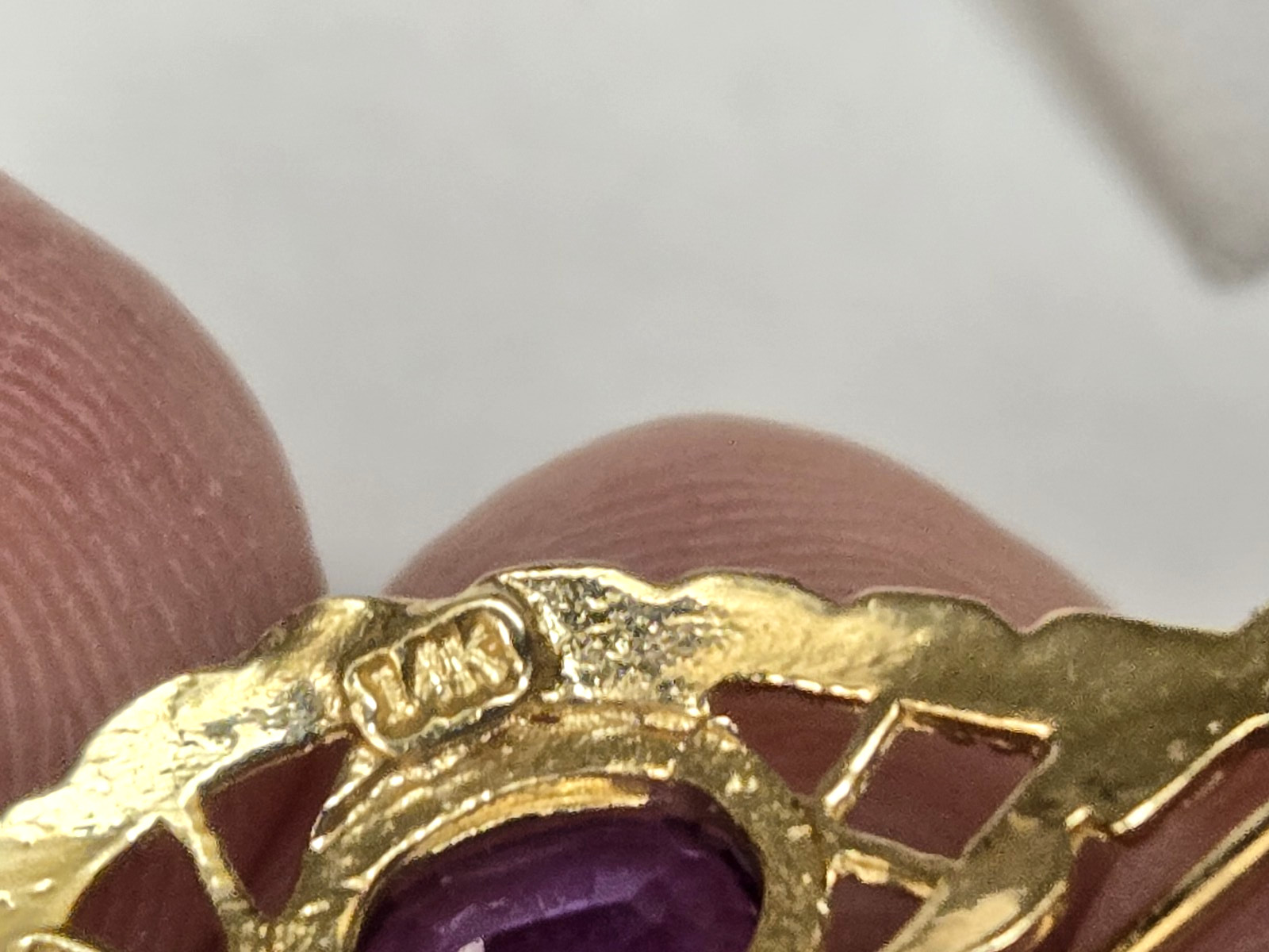 14K SOLID YELLOW GOLD  DANGLE  AMETHYST   FILIGRE… - image 4