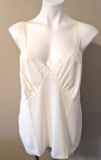 Shadowline 100 Nylon Size: 44 IVORY w/Lace Trim Camisole   Style:22014/NWOT