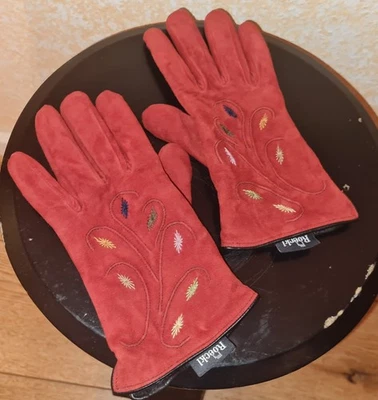 Roeckl Damen Echtleder Handschuhe mit Lammwoll Fütterung Akzente Rot Gr.7 Neuw. - Bild 1 von 4