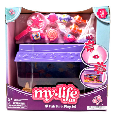 My Life As Fish Tank Play Set Toy for 18'' Dolls 19 Pieces, Purple Rare New