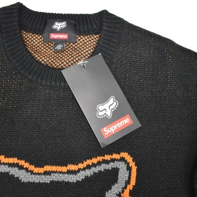 NWT Supreme Fox Racing Logo Knit Crewneck Sweater Black FW25 Men's