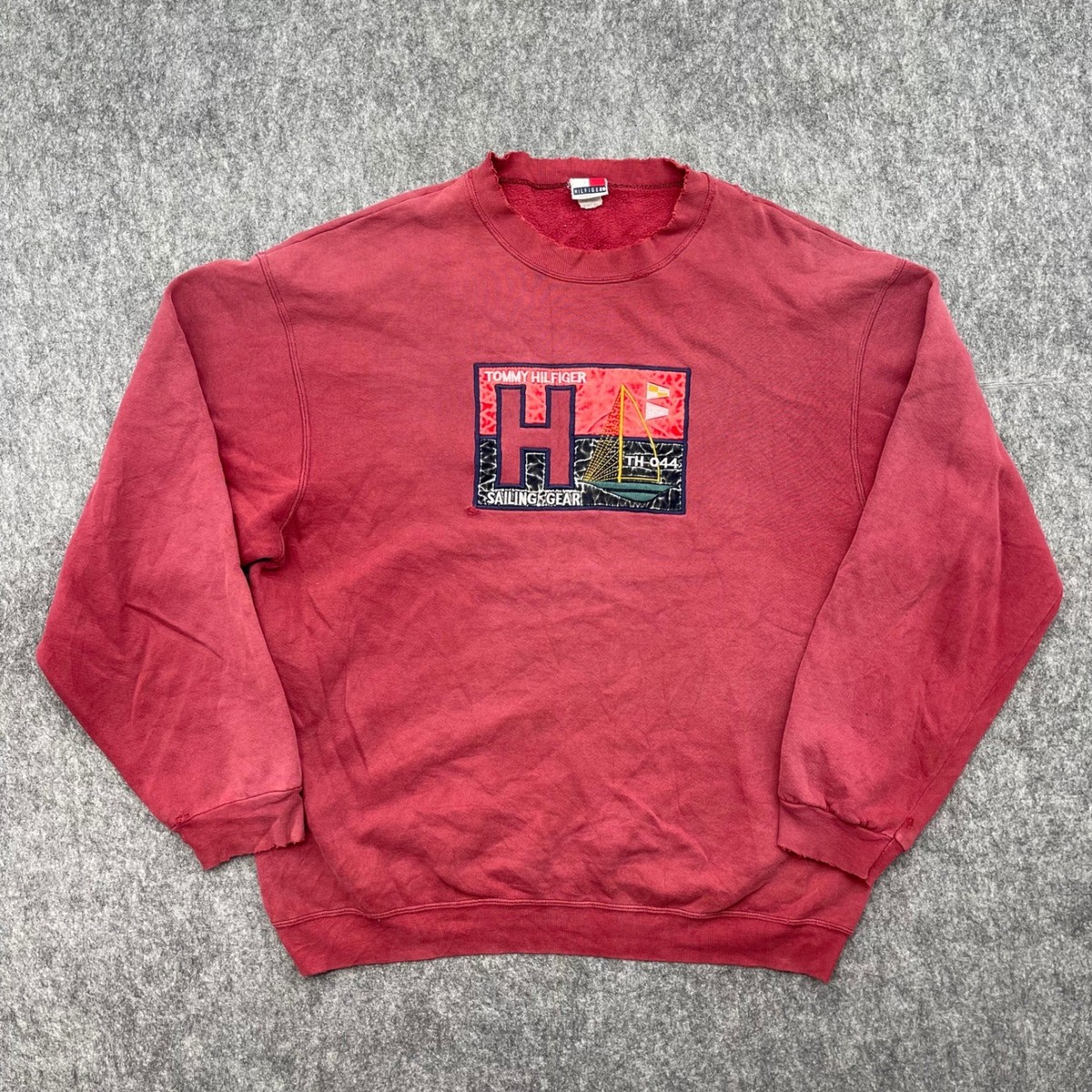 Vintage Tommy Hilfiger Sweatshirt Red XL Sailing Gear Made in USA 