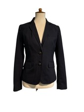 Gap Womens Career Classic Navy Blue Lined Button Front Wool Blend Blazer Size 6