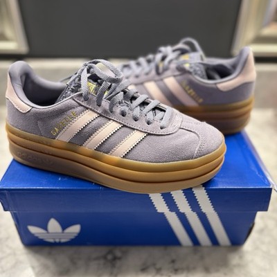 adidas Gazelle Bold Athletic Platform Shoe Big Kid Silver Violet / Pink Size 3.5