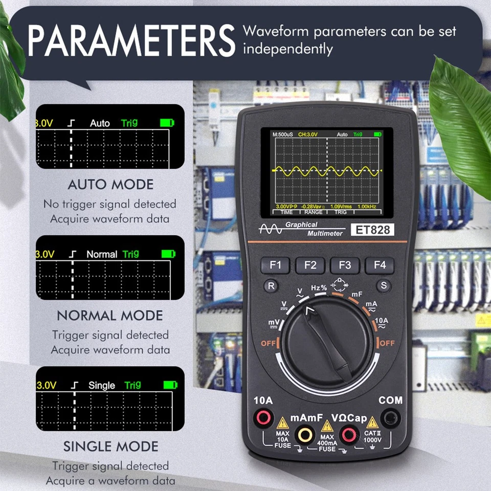 ET828 2 in 1 Intelligent Graphical Digital Oscilloscope Multimeter 1MHz 2.5MSPS - Image 2 of 4