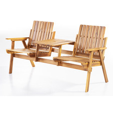 2-Sitzer Gartenbank mit Tischablage aus Akazienholz - Braun