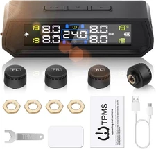RV Tire Pressure Monitoring System TPMS Solar Monitor with 4 External Sensors US