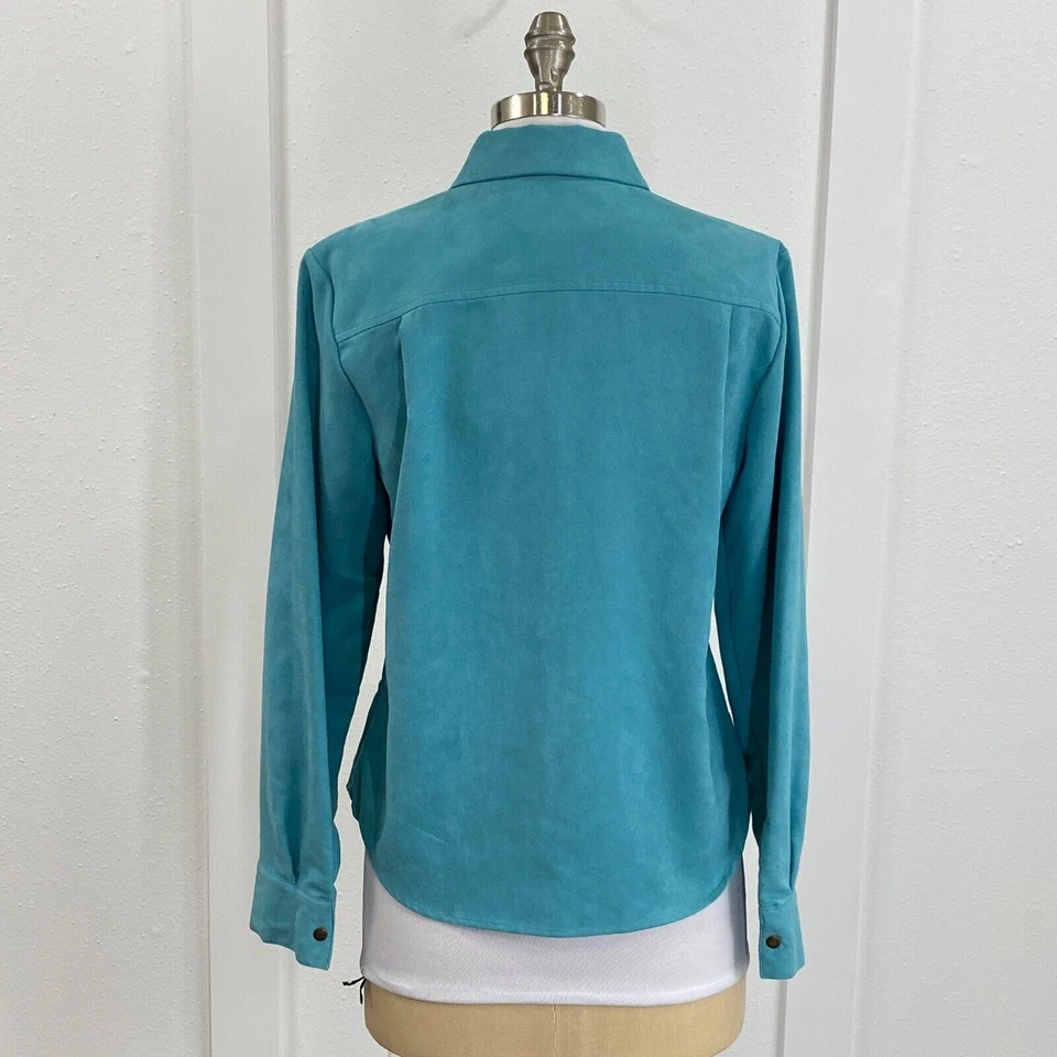 Jones Wear Sport Women's Top Size 6 Blue Button Up Shirt Jacket 100% Polyester - Image 2 of 4