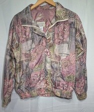Vintage 80s Westside Connection Womens Track Suit Jacket Windbreaker Sz L Mauve