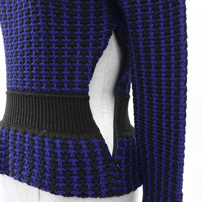 Christian Dior Low-gauge Knit Sweater Striped Peplum Women Size 38 Blue/Black thumbnail 6