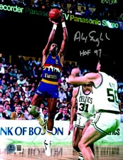 Alex English Signed Denver Nuggets 8x10 Photo w/ HOF 97 Beckett Wit BAS COA #2