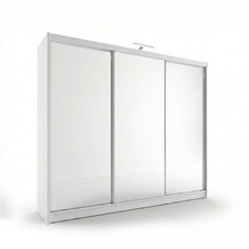 250cm Sliding Wardrobe Mirrored Doors White Black Graphite Large Closet