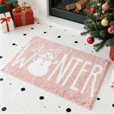 Christmas Snowman Bath Mat, Non-Slip Super Absorbent Bathroom Rugs, Xmas Winter