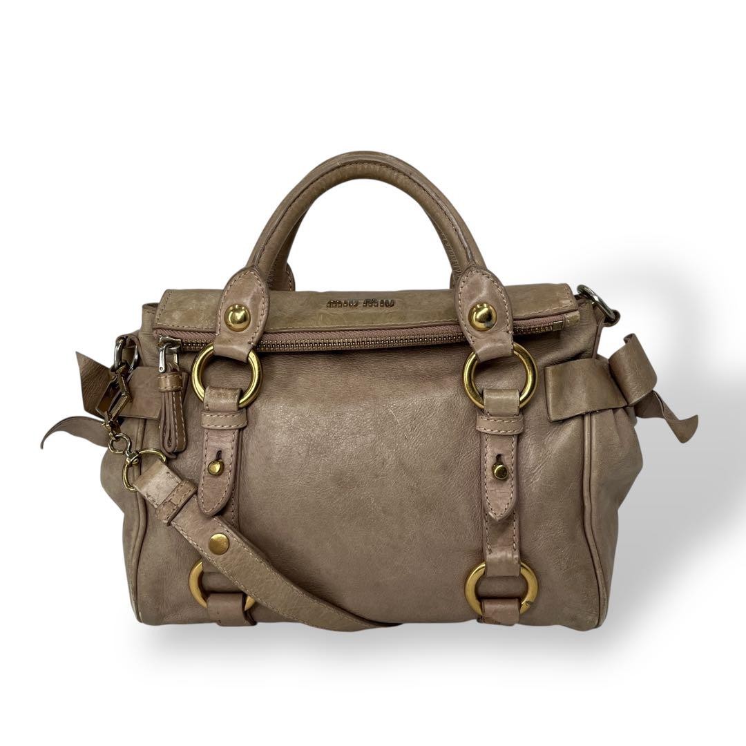 バッグ miu miu vitello lux 2way bag dark brown Miu Miu VITELLO LUX 2way Handbag Shoulder bag Leather Brown