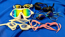 Lot 6 pairs of water Swim Goggles. Teen - Adult Sizes - Good used Condition