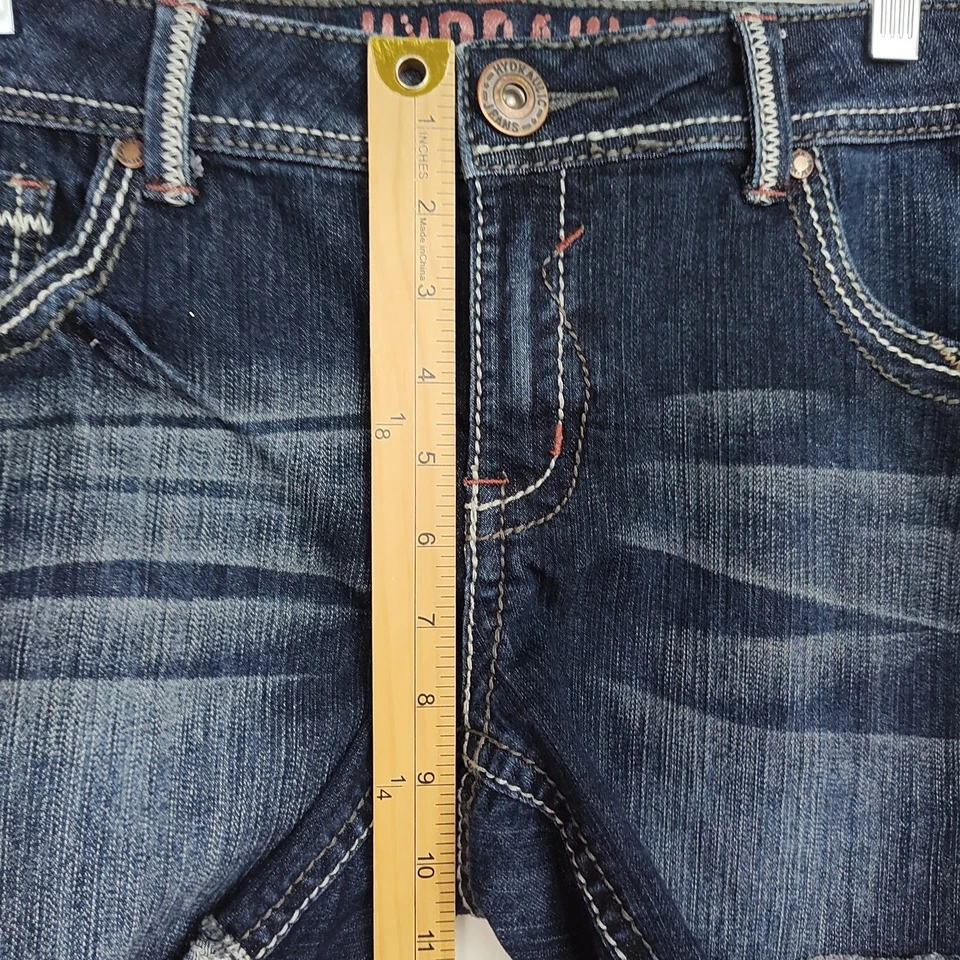 Pantalones Cortos de Denim Hidráulicos Para Mujer Talla 15/16 Azul Bordado Poquetas 5" Entrepierna Foto 4 de 4