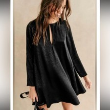 Sézane Ariette Mini Dress Long Sleeve Black size 34 US 2