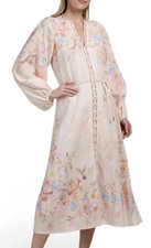 NWT CALYPSO ST. BARTH Linen Blend Long Sleeve Maxi Shirt Dress Lined sz M