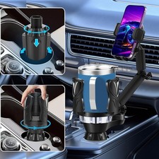Car Cup Holder Phone Mount Universal Auto Cell Phone Stand w/ Laege Drink Expand