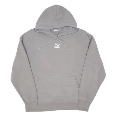 PUMA Hoodie Homme Gris Coton Mélangé À Capuche Cordon M Pull - Photo 1/4