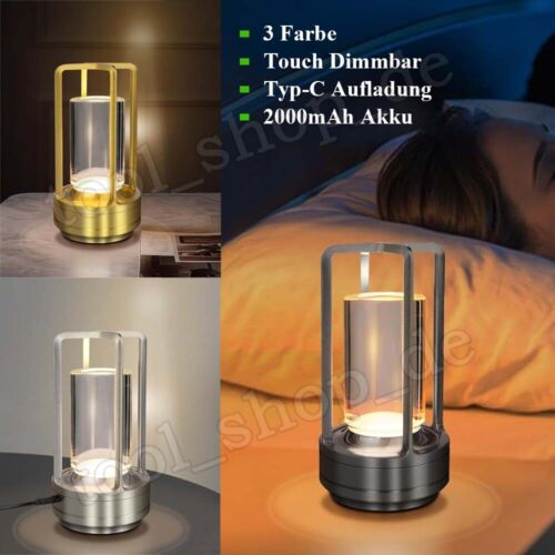 Akku LED Tischlampe Kristall Laternen Touch Dimmbar Kabellos Nachttischlampe DHL - Bild 1 von 18