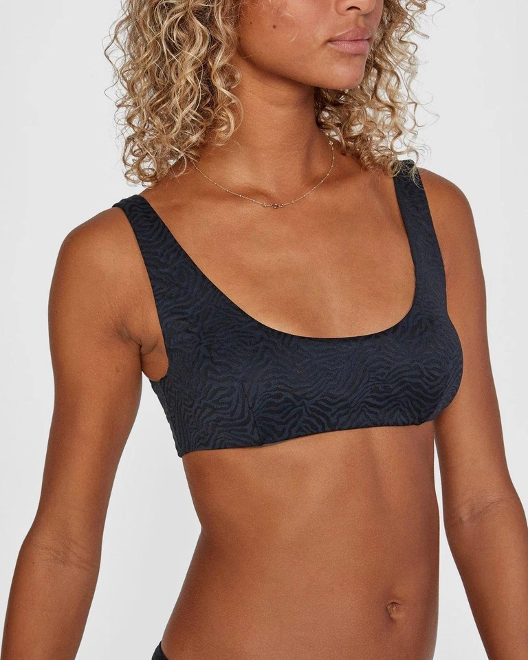 Biquíni feminino RVCA 281828 Bralette top corrida selvagem gola redonda preto verdadeiro GG - Imagem 3 de 3