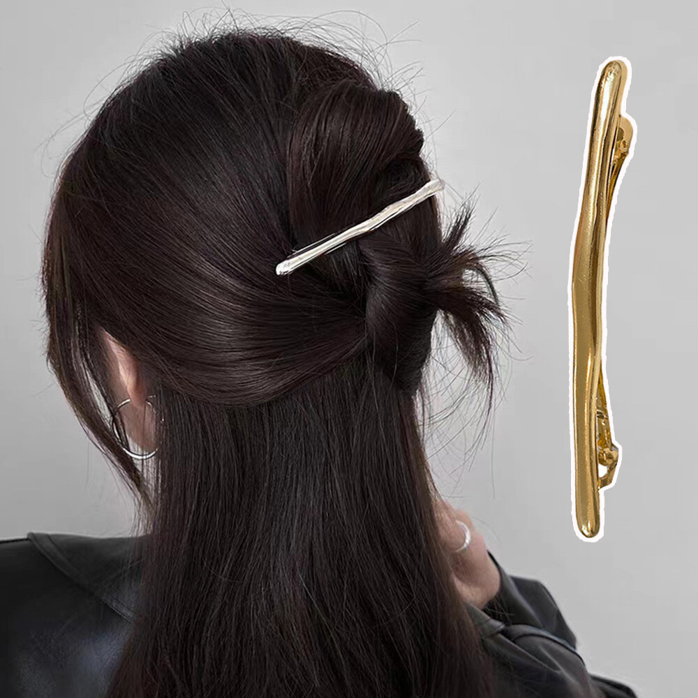 Golden Long Strip Barrettes 11cm Alloy Smooth Women Hairgrip Hair Accessories