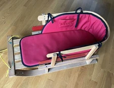 Excellent LL Bean Kids' Children Wood Pull Sled and Red Cushion Set LLBean