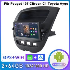Autoradio 64 GB Android 14 Carplay GPS DAB + per Peugeot 107 Citroen C1 Toyota Aygo