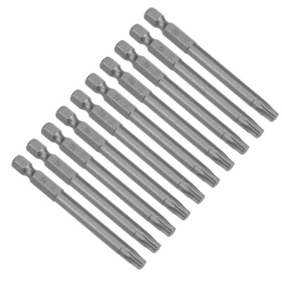 10pcs 75mm Long 1/4'' Hex Shank T30 Torx Screwdriver Bit S2 High Alloy Steel