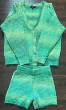 MOTEL Urban Outfitters Ombre Green Cardigan Sweater / Shorts 2 Pc Set  sz S
