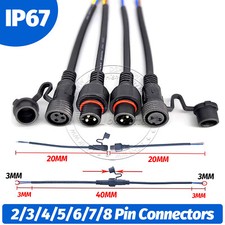 IP68 Waterproof 2-8Pin Cable Wire Connectors W/ Cap Electrical Socket Plug Power