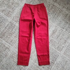NWT Vtg Ultra High Rise Stretch Cotton Pleated Tapered Ankle Pants Lipstick Red