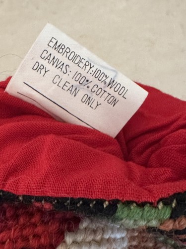 Vintage Christmas Small Stocking Set Needle Point Wool Velvet Set Of 2! - Picture 8 of 12
