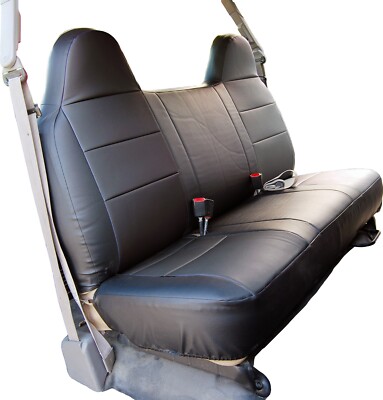 for FORD F-150 IGGEE S.LEATHER CUSTOM MADE FIT BENCH SEAT COVERS BLACK