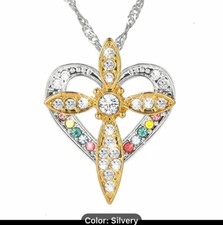 Christian gift - Cross Heart Necklace For Girls and Woman , Birthday gift
