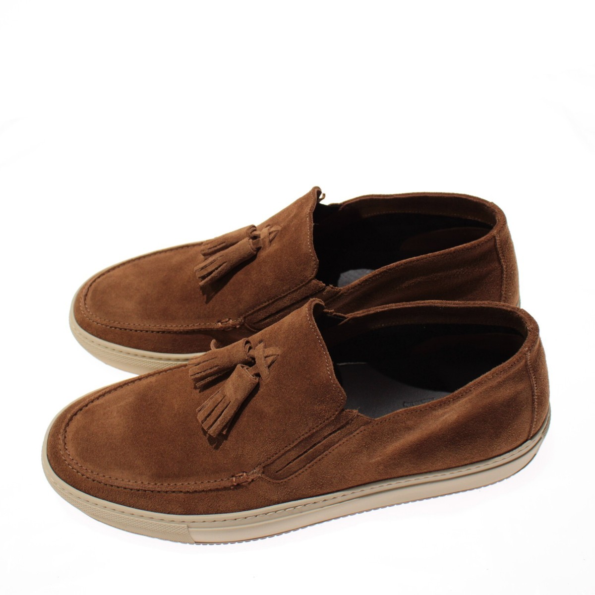 Luciano Barbera NWB Tassel Slip On Casual Shoes in Tobacco Suede Size 40 (US 7) Allen Edmonds Black Cap Toe Oxfords main image 2