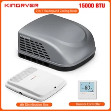 KINGRVER 15,000BTU RV Air Conditioner W/Heat Strip & Cooling Non-Ducted Rooftop 