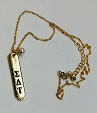 Sigma Delta Tau Bar 24K Gold Plated Sorority Necklace FREE SHIPPING