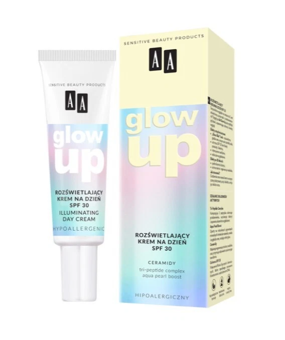 AA GLOW UP SPF 30 ILLUMINATING BRIGHTENING DAY CREAM CERAMIDES TRI-PEPTIDE 30ml
