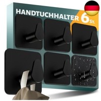 Menz Handtuchhalter Ohne Bohren 6Er Set In Schwarz - Handtuchhaken Bad