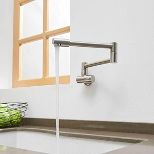 Avola Kitchen Sink Pot Filler Faucet,Wall Mount, Brushed ...