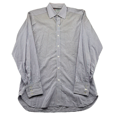 Camisa de vestir Turnbull & Asser para hombre 15.5 39 exclusiva azul a cuadros ***DEFECTOS***