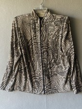 Alex Evenings Women's Jacket MP Paisley Mandarin Neck Glitter Zip USA 2162