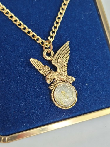 Vintage Eagle on Coin Necklace 
