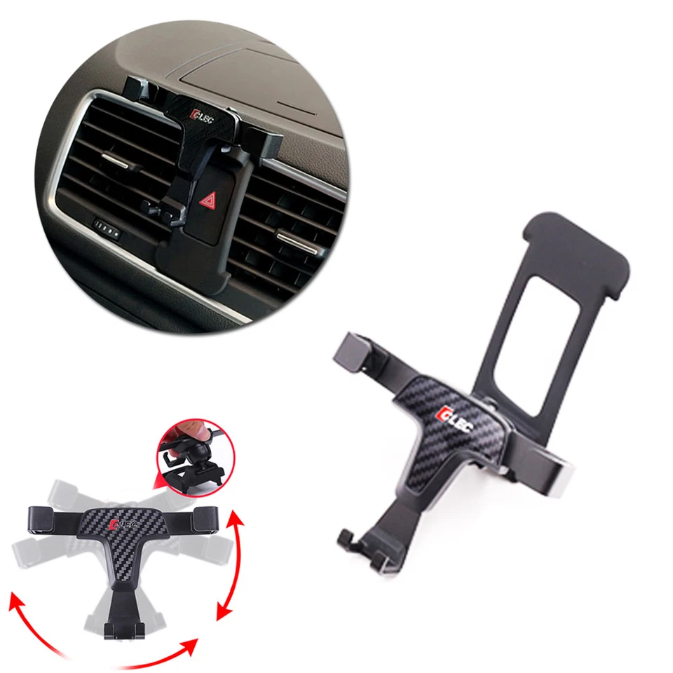 Carbon Fiber Pattern Style Phone Mount Holder Stand w/ AC Clip For 13-18 Audi Q3 - Image 3 of 4
