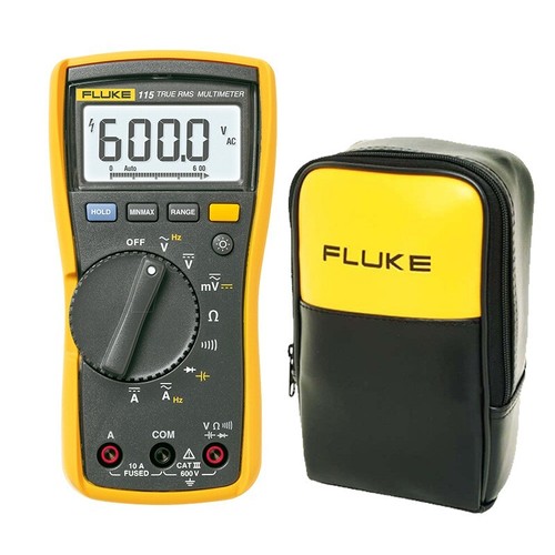FLUKE 115 True RMS Digital Multimeter & C25 Carry Case & Test Leads 3YR