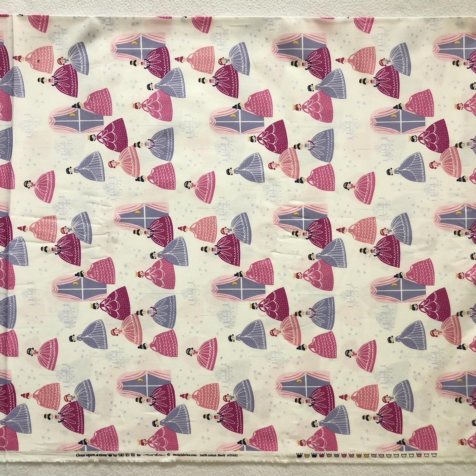 32" Moda Once Upon A Time Princess White Pink Purple Print Hsu Cotton Fabric